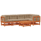 Conjunto de Sofás de Jardín 6 pcs Marrón Cera