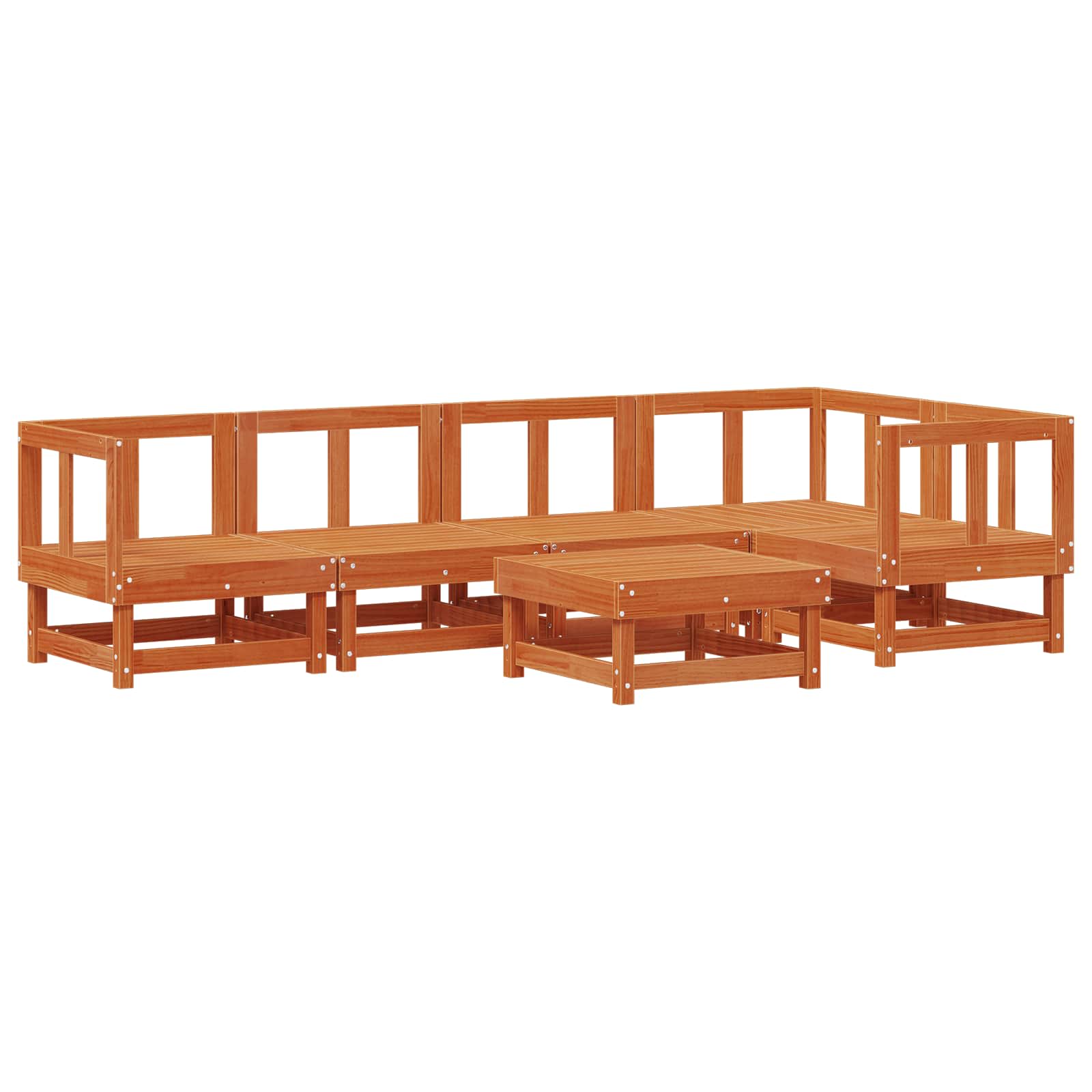 Conjunto de Sofás de Jardín 6 pcs Marrón Cera
