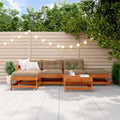 Conjunto de Sofás de Jardín 6 pcs Marrón Cera Pino macizo