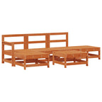 Conjunto de Sofás de Jardín 6 pcs Marrón Cera Pino macizo