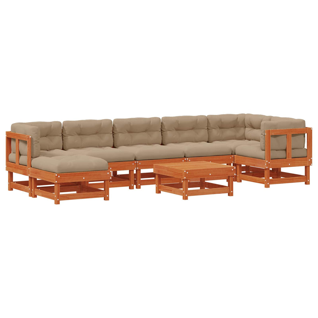 Conjunto de Sofás de Jardín ARAKIL 8 pcs Marrón Cera