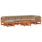 Conjunto de Sofás de Jardín ARAKIL 8 pcs Marrón Cera