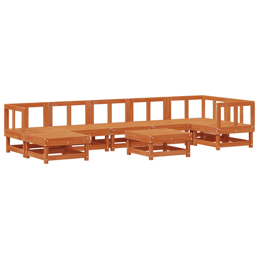 Conjunto de Sofás de Jardín ARAKIL 8 pcs Marrón Cera
