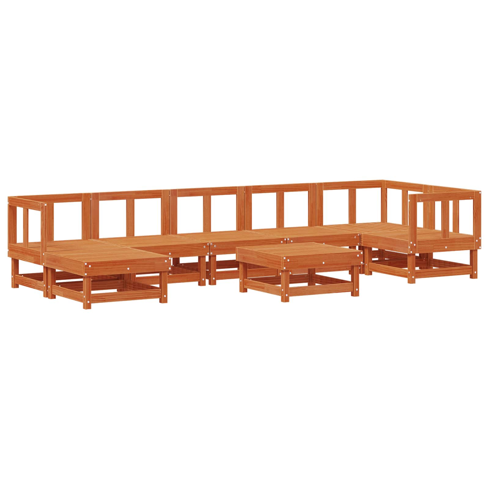 Conjunto de Sofás de Jardín ARAKIL 8 pcs Marrón Cera