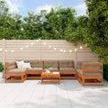 Conjunto de Sofás de Jardín 8 pcs Marrón Cera Pino macizo