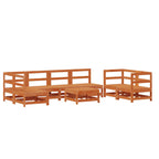 Conjunto de Sofás de Jardín 8 pcs Marrón Cera Pino macizo