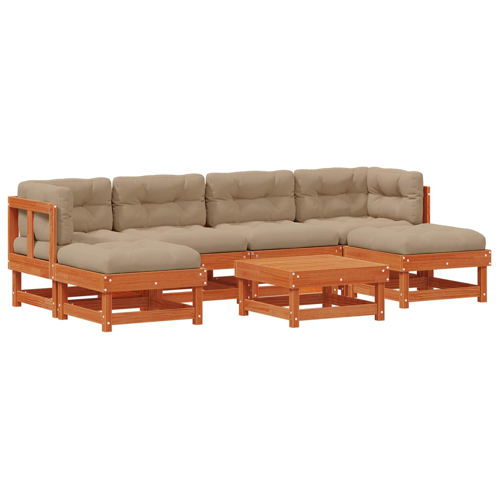 Conjunto de Sofás de Jardín 7 pcs Marrón Cera