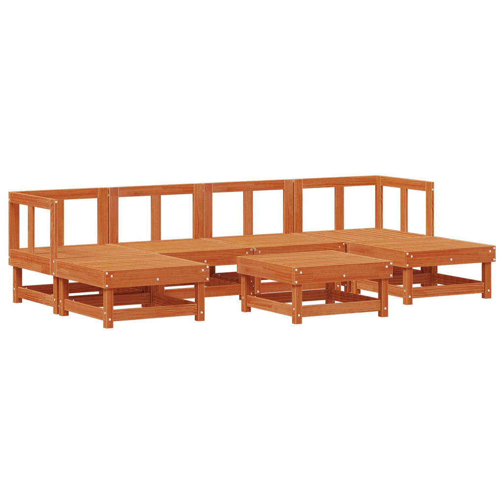 Conjunto de Sofás de Jardín 7 pcs Marrón Cera
