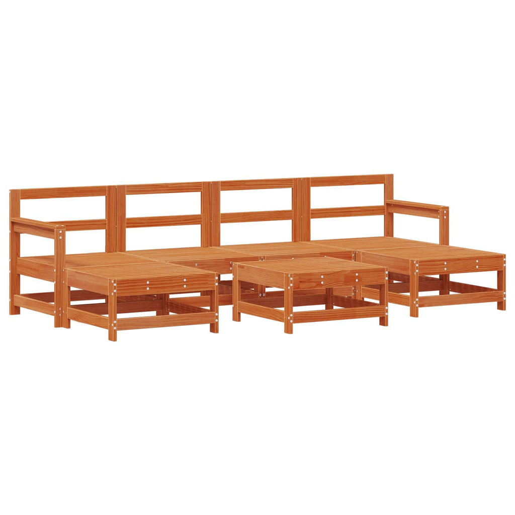 Conjunto de Sofás de Jardín 7 pcs Marrón Cera