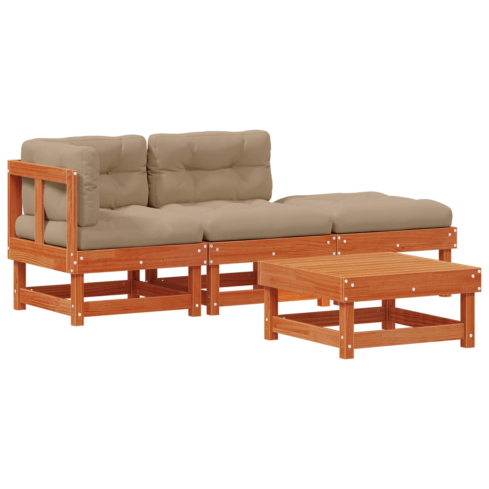 Conjunto de Sofás de Jardín 4 pcs Marrón Cera