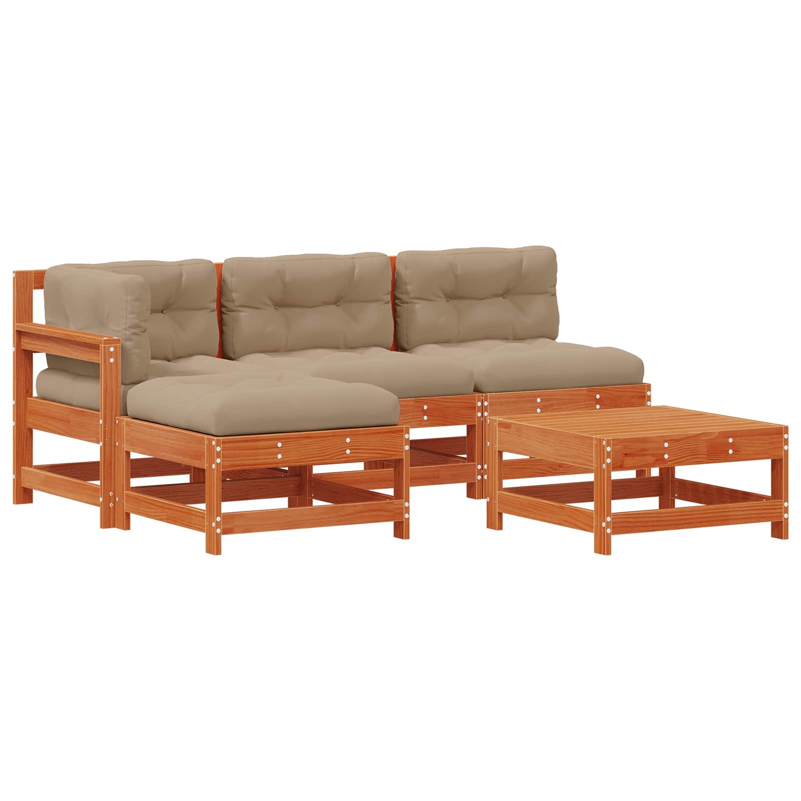 Conjunto de Sofás de Jardín 5 pcs Marrón Cera