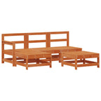 Conjunto de Sofás de Jardín 5 pcs Marrón Cera