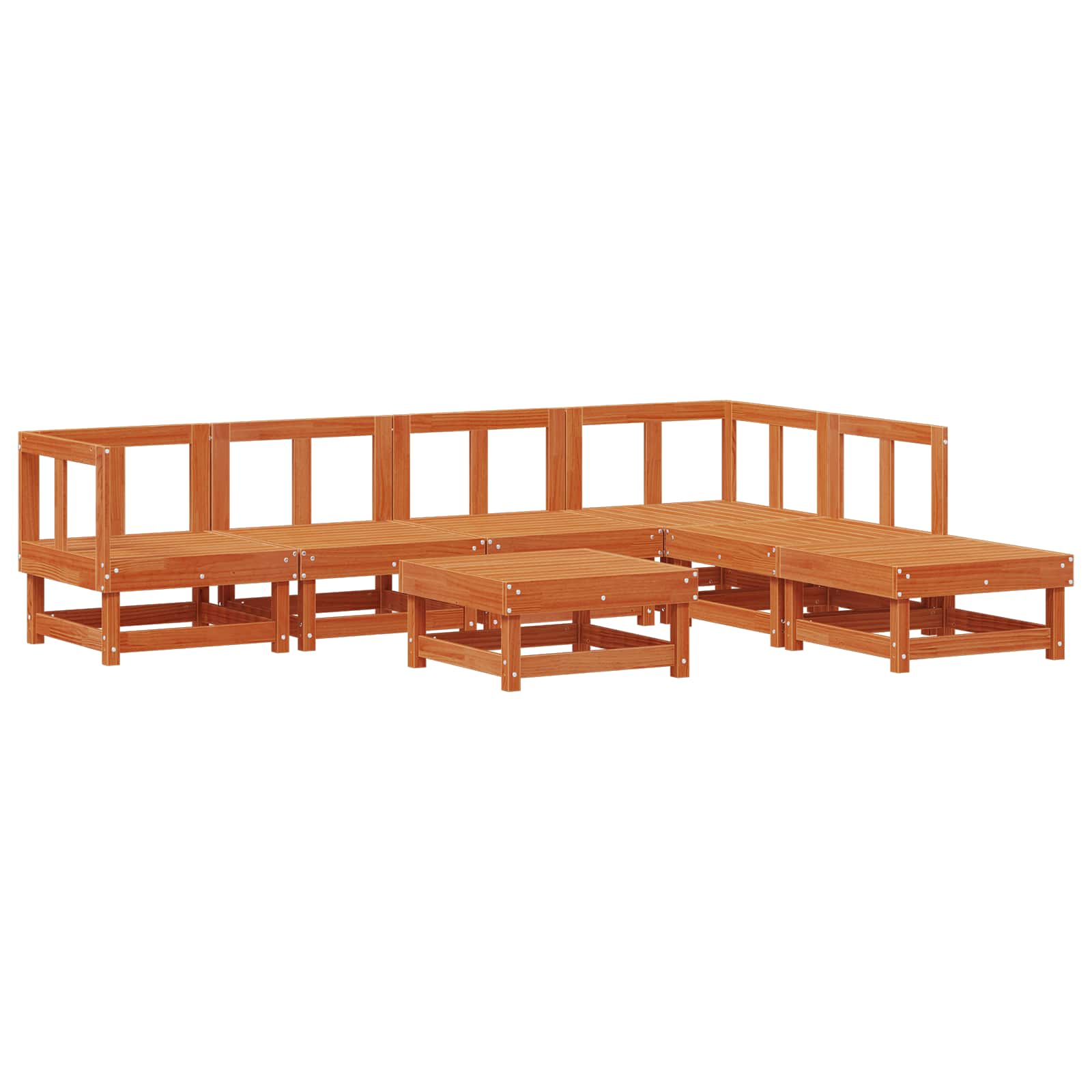Conjunto de Sofás de Jardín 7 pcs Marrón Cera
