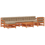 Conjunto de Sofás de Jardín 8 pcs Marrón Cera