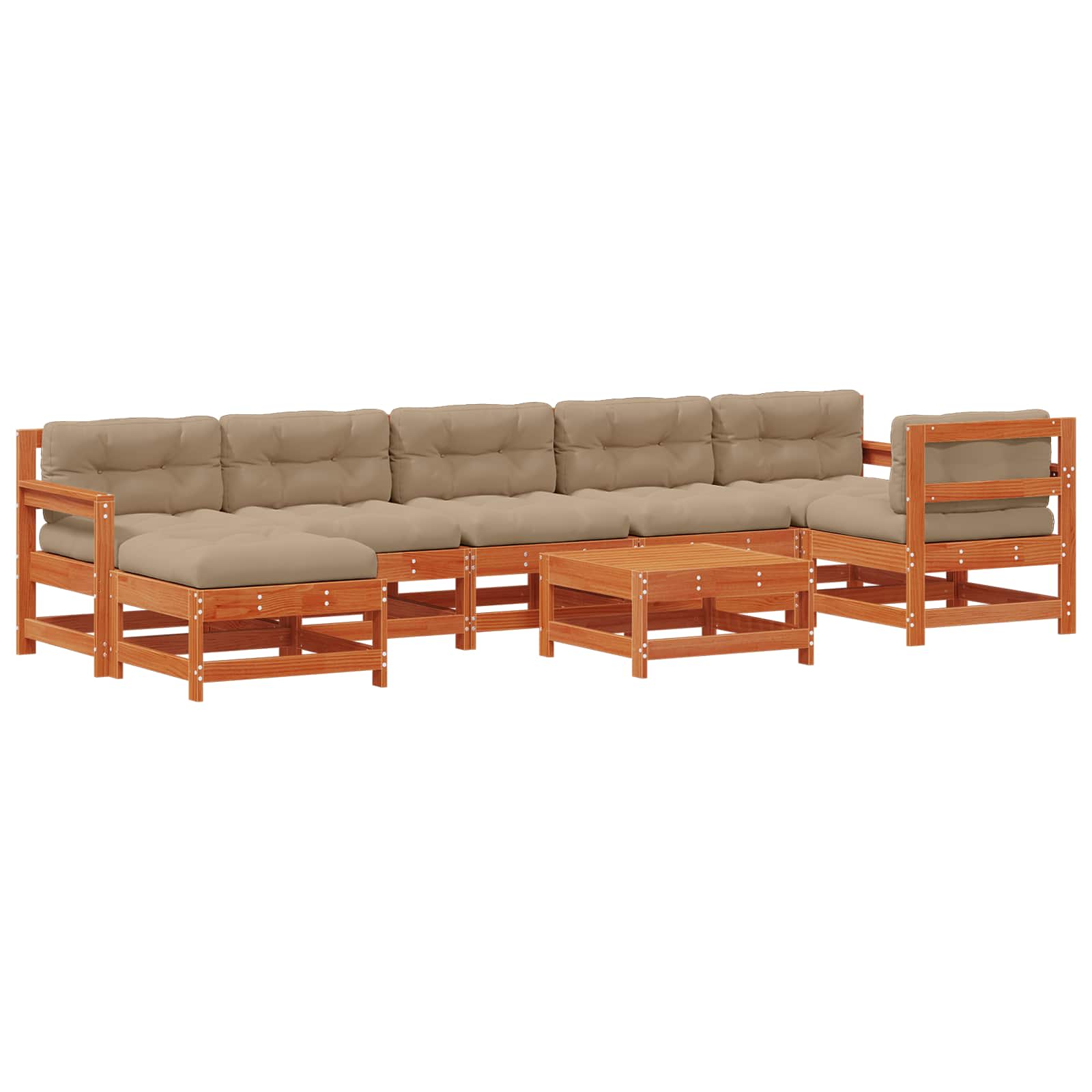 Conjunto de Sofás de Jardín 8 pcs Marrón Cera