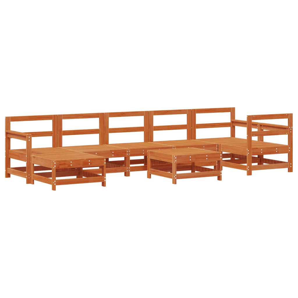 Conjunto de Sofás de Jardín 8 pcs Marrón Cera