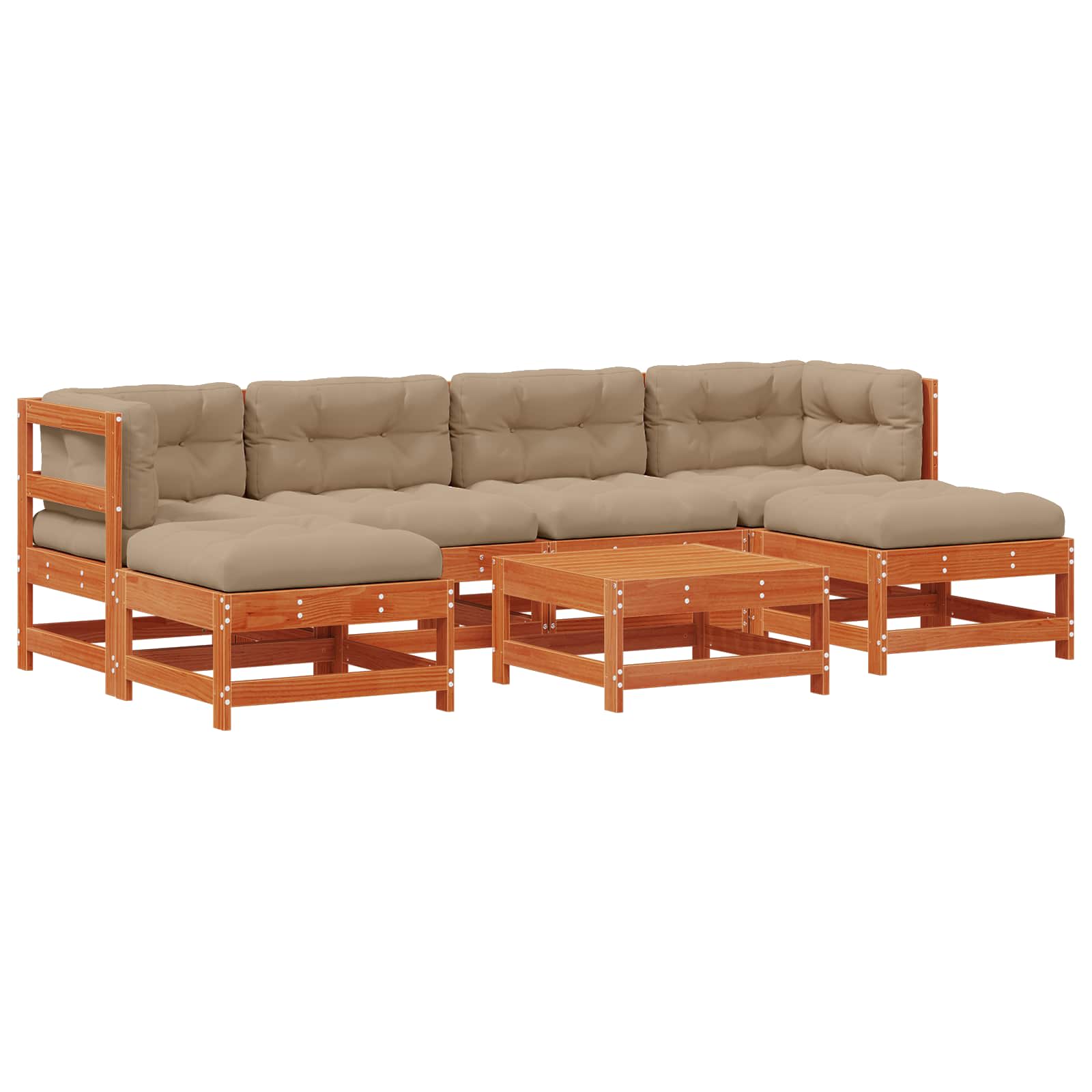 Conjunto de Sofás de Jardín 7 pcs Marrón Cera