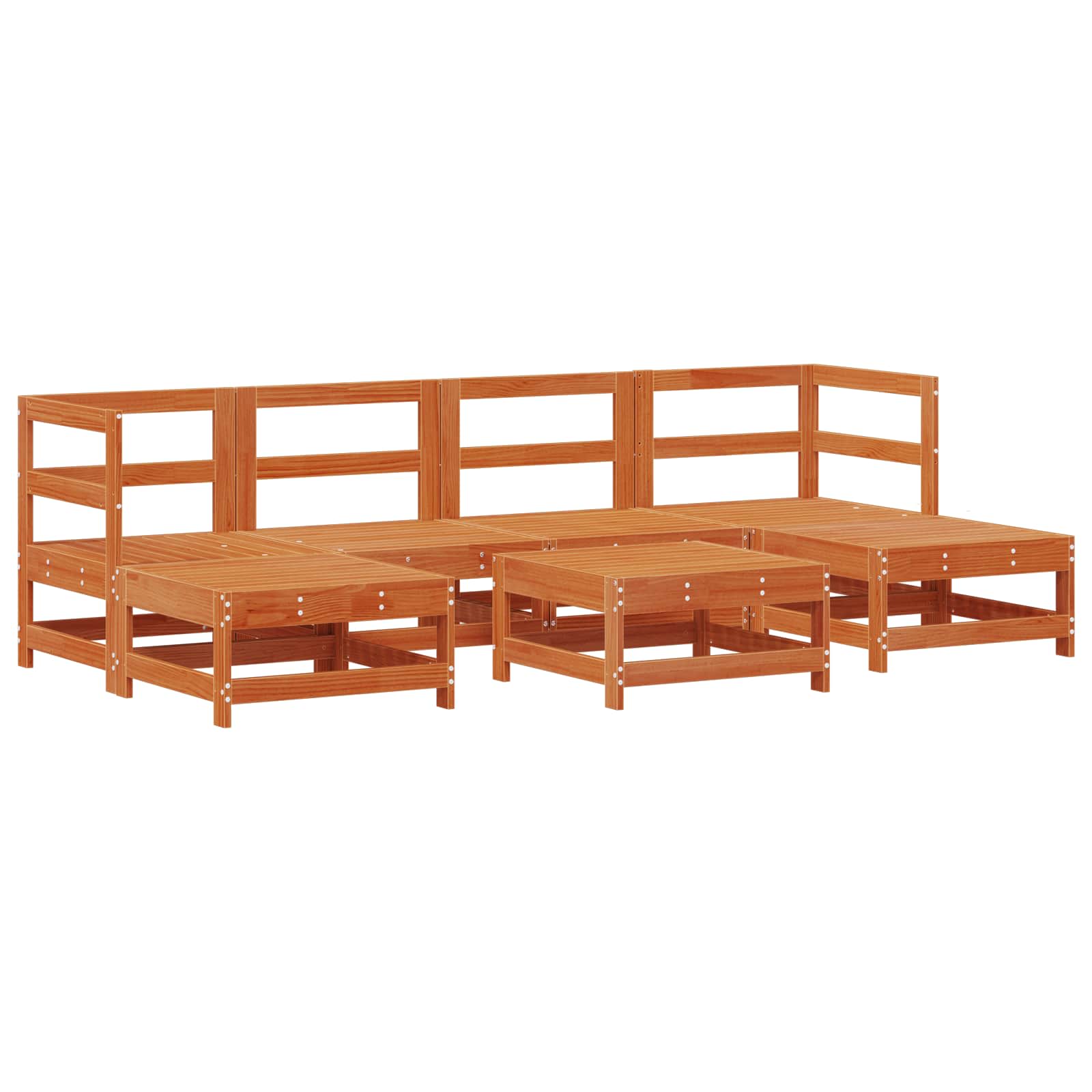 Conjunto de Sofás de Jardín 7 pcs Marrón Cera