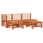Conjunto de Sofás de Jardín 5 pcs Marrón Cera