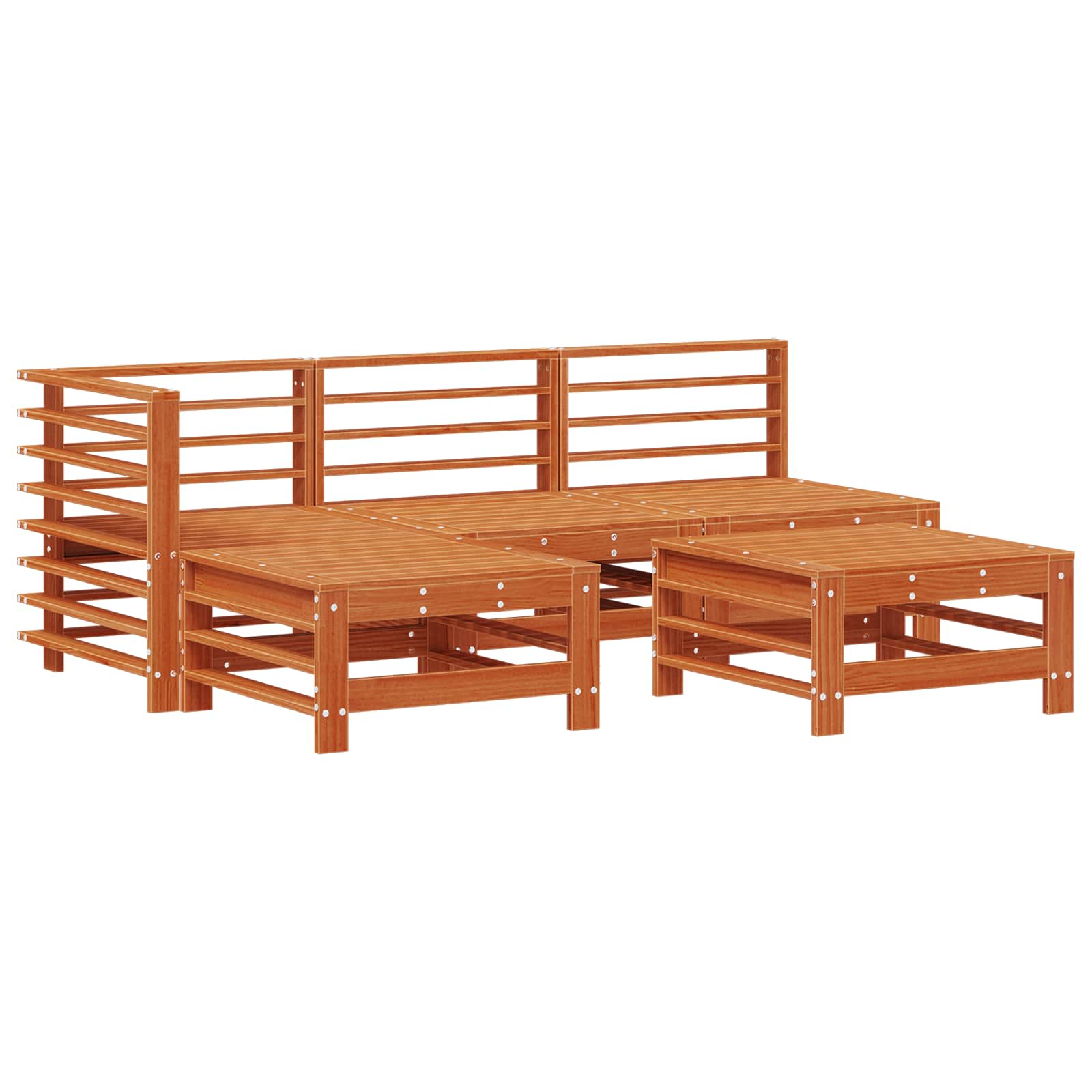 Conjunto de Sofás de Jardín 5 pcs Marrón Cera
