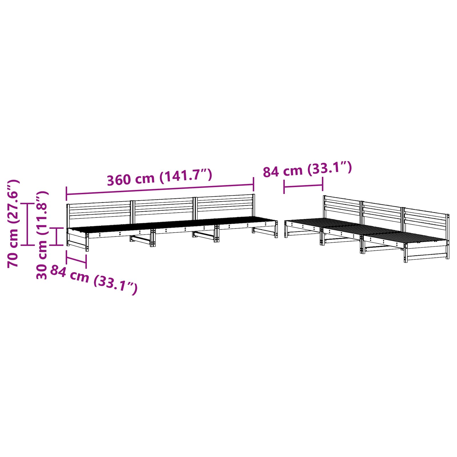 Conjunto de Sofás de Jardín 6 pcs Marrón Cera Pino macizo