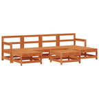 Conjunto de Sofás de Jardín 7 pcs Marrón Cera Pino macizo