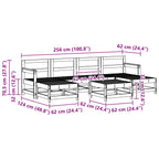 Conjunto de Sofás de Jardín 7 pcs Marrón Cera Pino macizo