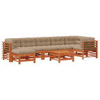 Conjunto de Sofás de Jardín 8 pcs Marrón Cera