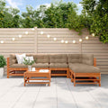 Conjunto de Sofás de Jardín 7 pcs Marrón Cera