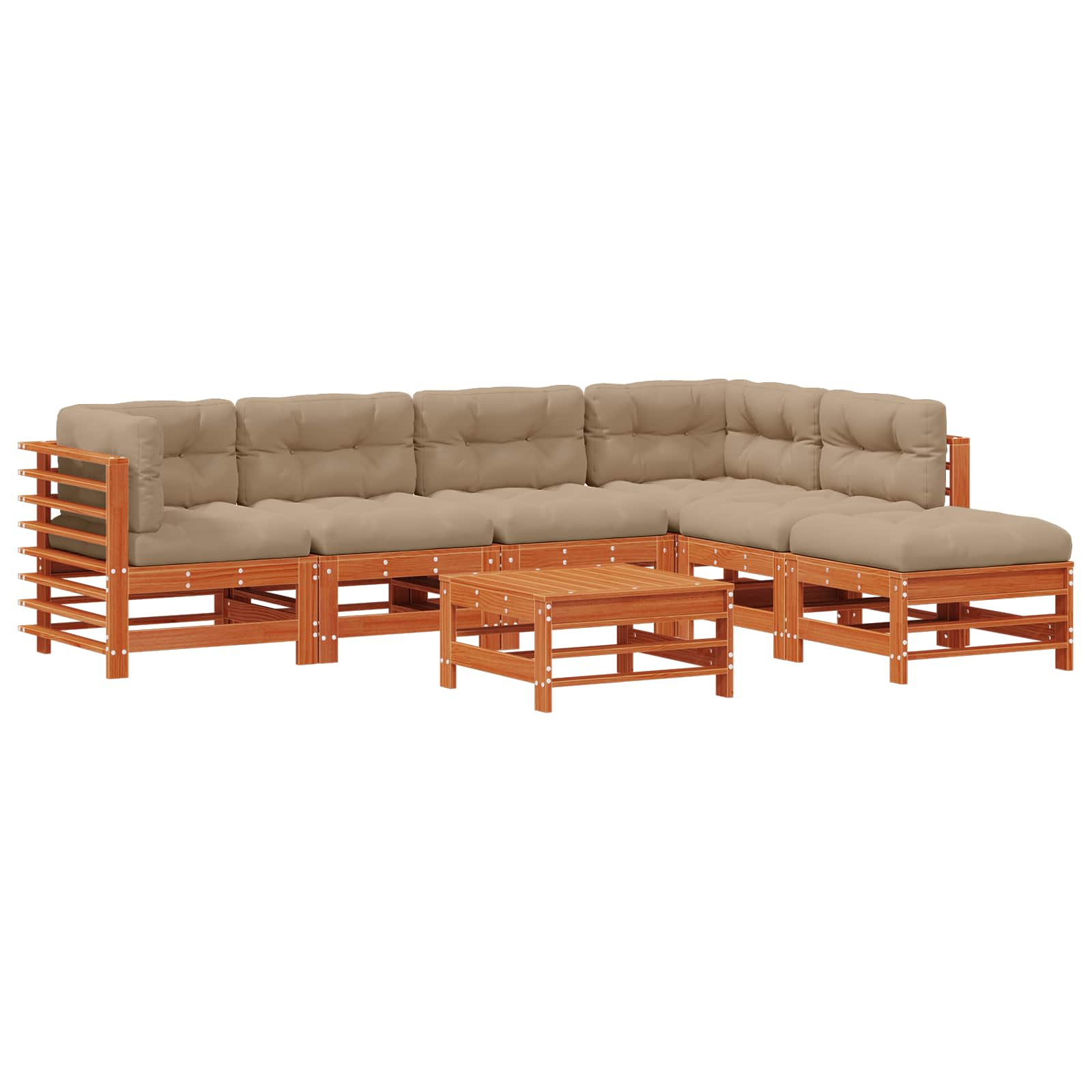 Conjunto de Sofás de Jardín 7 pcs Marrón Cera
