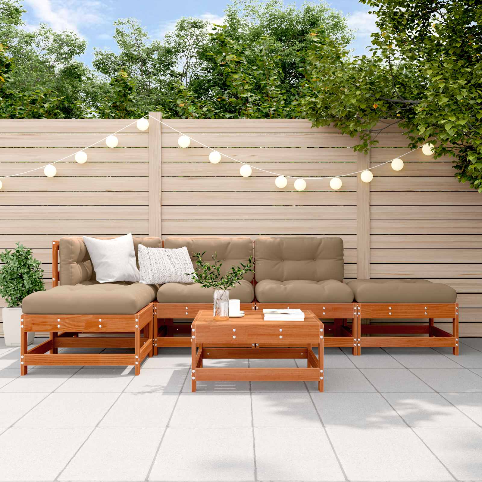 Conjunto de sofás de jardín 6 pcs Gris ratán sintético