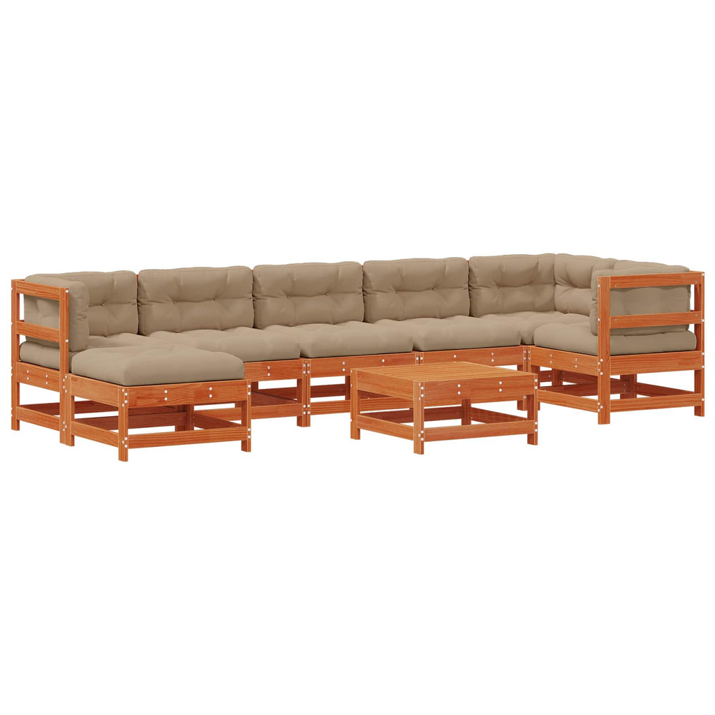 Conjunto de Sofás de Jardín 8 pcs Marrón Cera