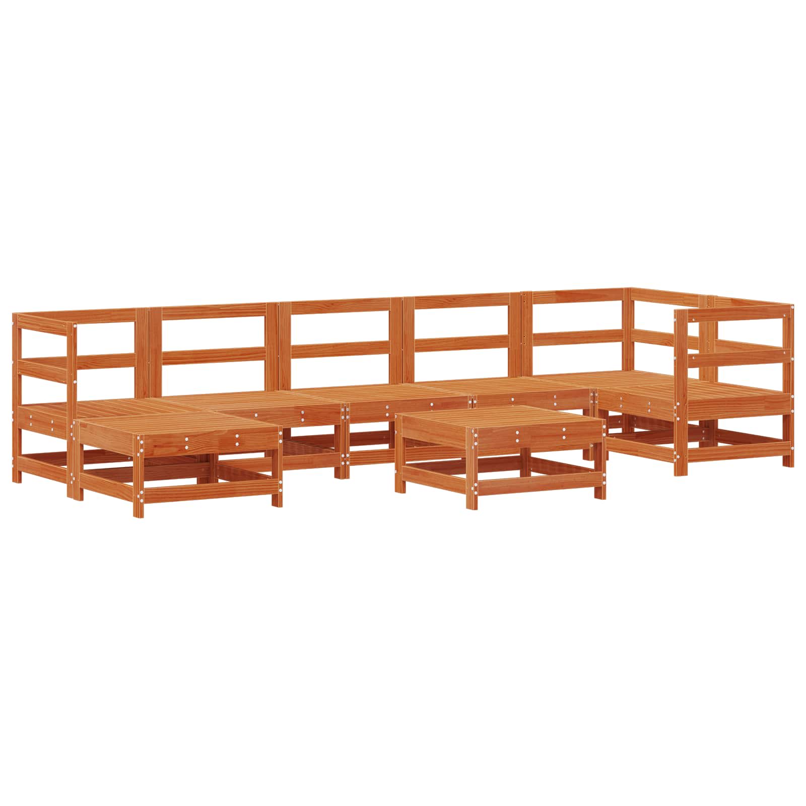 Conjunto de Sofás de Jardín 8 pcs Marrón Cera