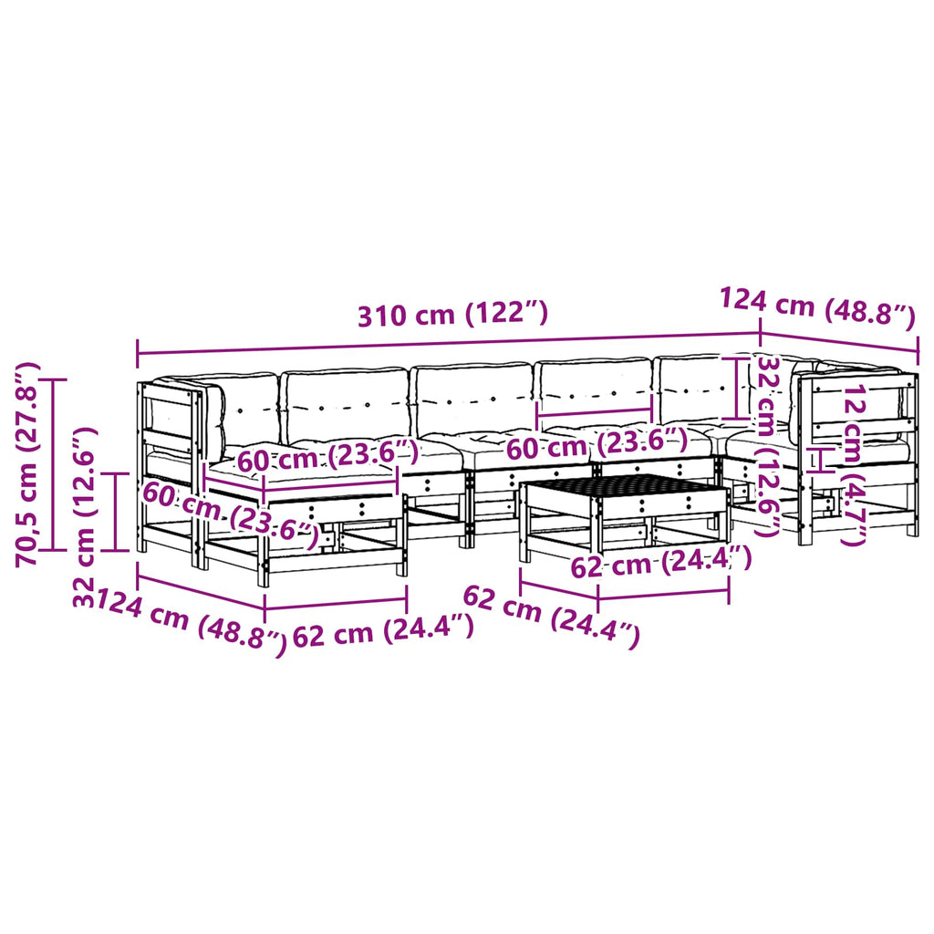 Conjunto de Sofás de Jardín 8 pcs Marrón Cera