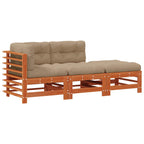 Conjunto de Sofás de Jardín 3 pcs Marrón Cera