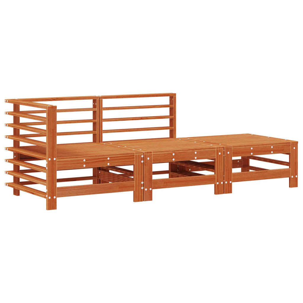 Conjunto de Sofás de Jardín 3 pcs Marrón Cera
