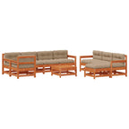 Conjunto de Sofás de Jardín 10 pcs Marrón Cera