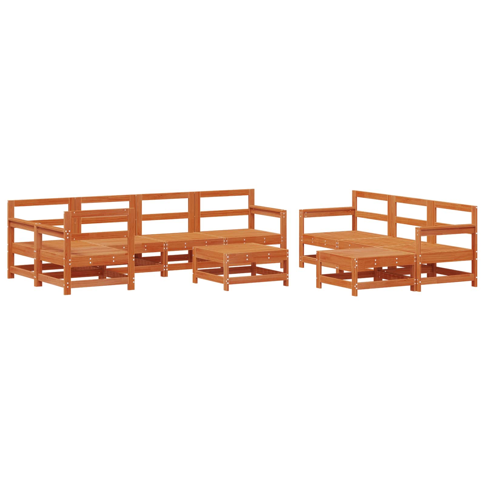 Conjunto de Sofás de Jardín 10 pcs Marrón Cera