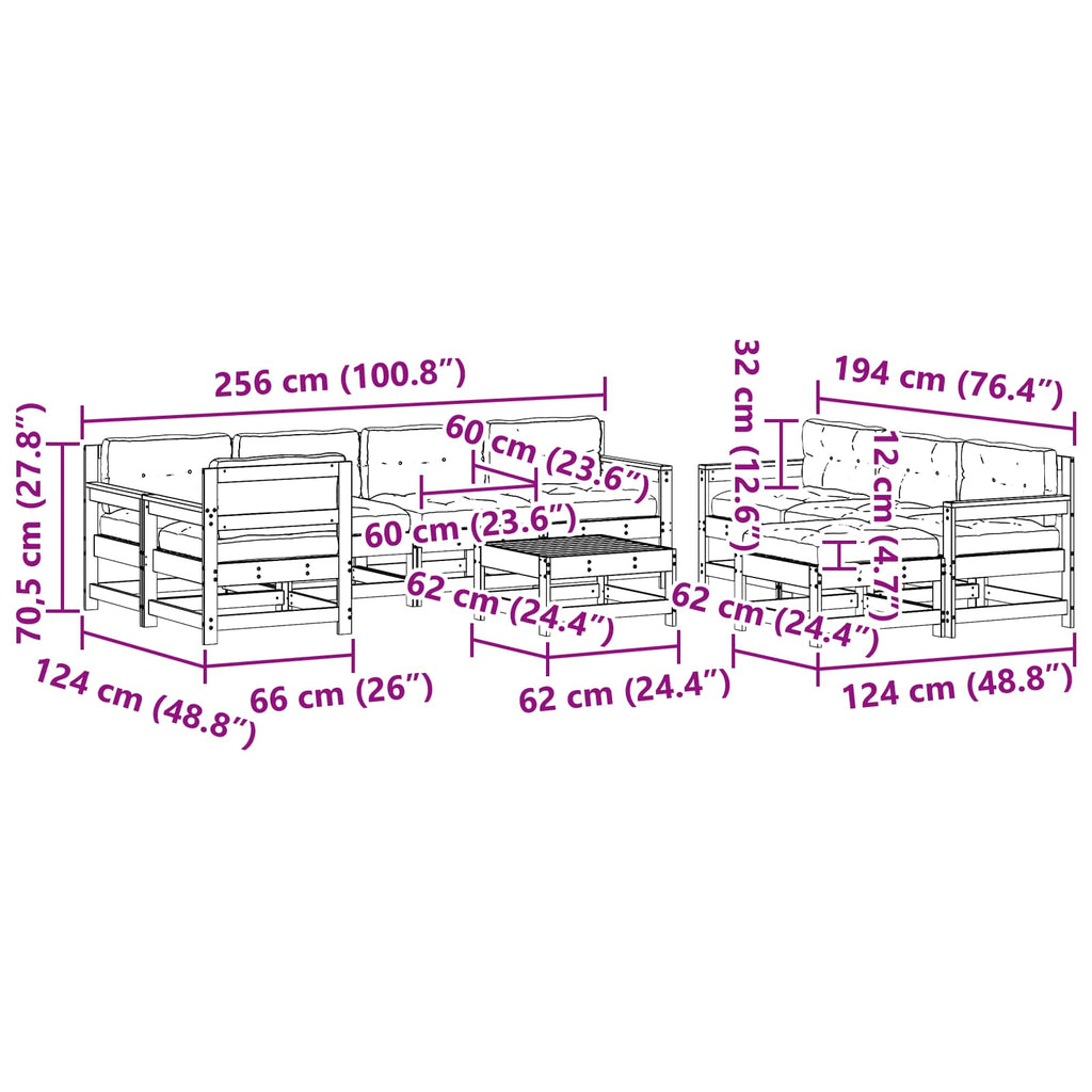 Conjunto de Sofás de Jardín 10 pcs Marrón Cera