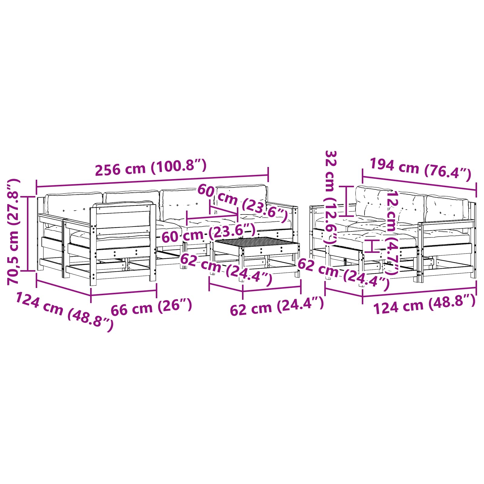 Conjunto de Sofás de Jardín 10 pcs Marrón Cera