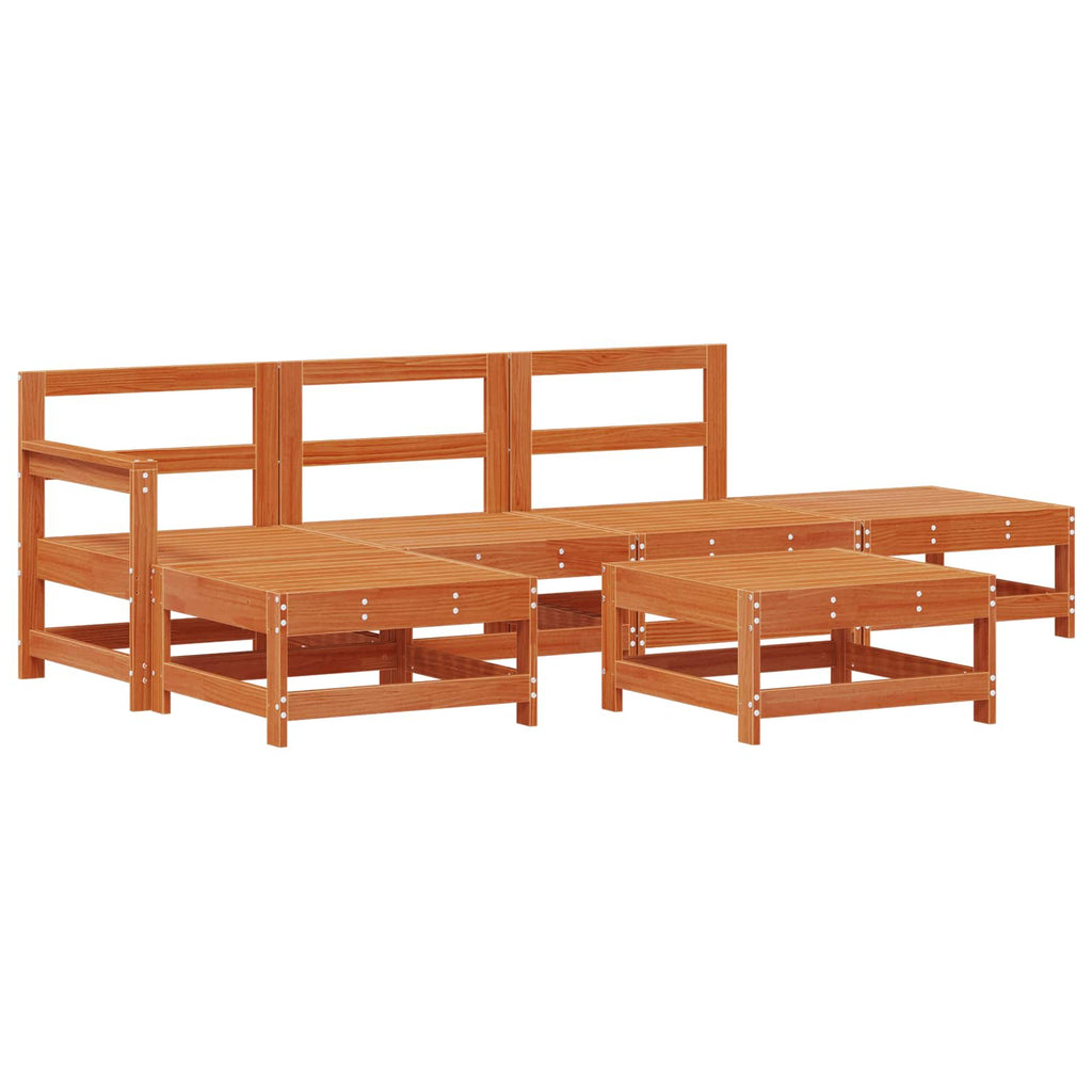 Conjunto de Sofás de Jardín 6 pcs Marrón Cera