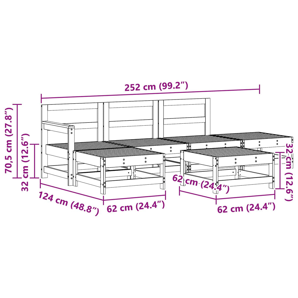 Conjunto de Sofás de Jardín 6 pcs Marrón Cera