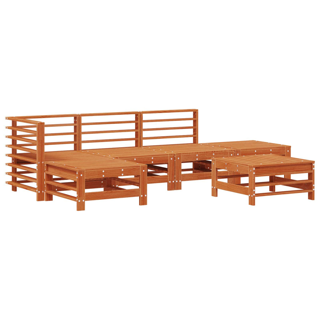 Conjunto de Sofás de Jardín 5 pcs Marrón Cera