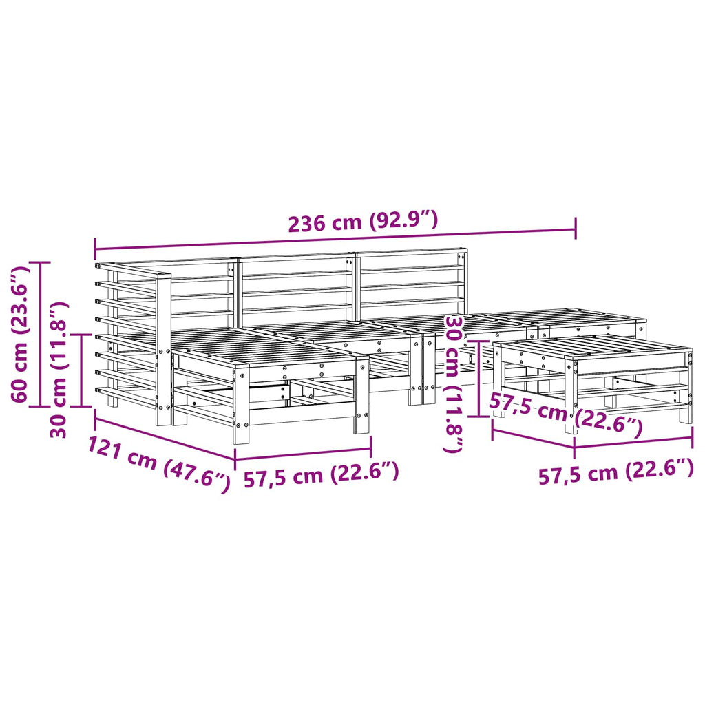 Conjunto de Sofás de Jardín 5 pcs Marrón Cera
