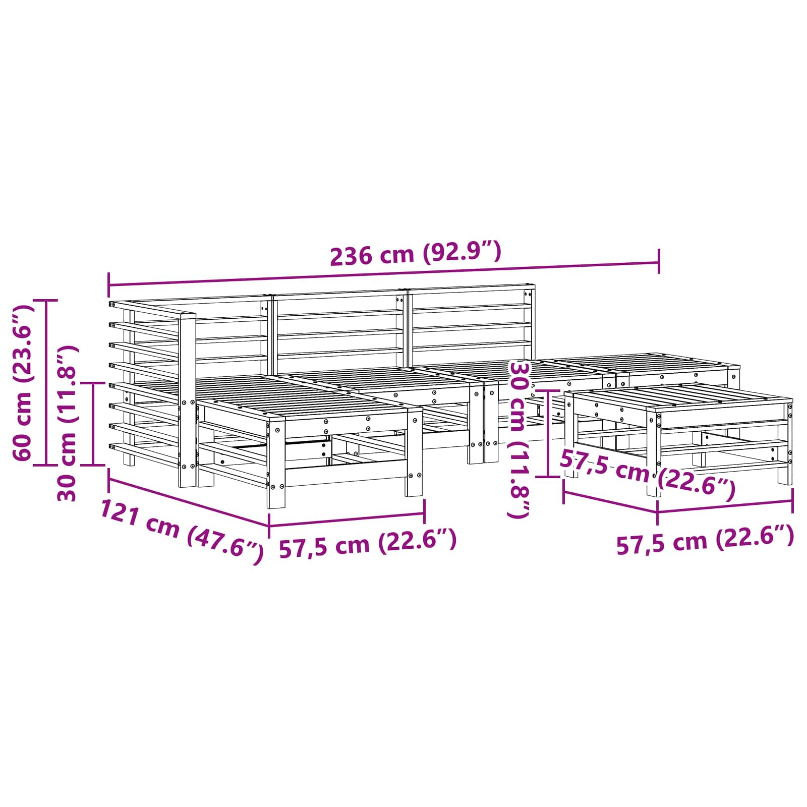 Conjunto de Sofás de Jardín 5 pcs Marrón Cera