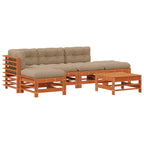 Conjunto de Sofás de Jardín 6 pcs Marrón Cera