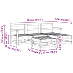 Conjunto de Sofás de Jardín 5 pcs Marrón Cera Pino macizo