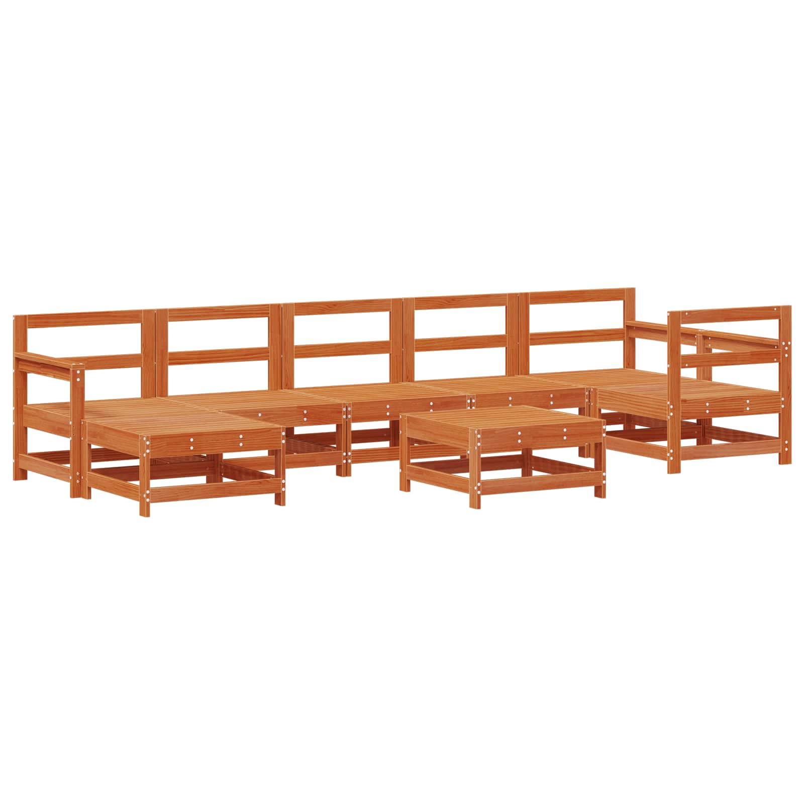 Conjunto de Sofás de Jardín 8 pcs Marrón Cera Pino macizo