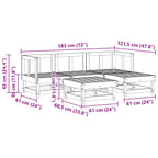 Conjunto de Sofás de Jardín 5 pcs Marrón Cera Pino macizo