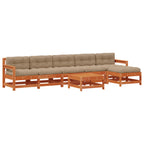 Conjunto de Sofás de Jardín 7 pcs Marrón Cera